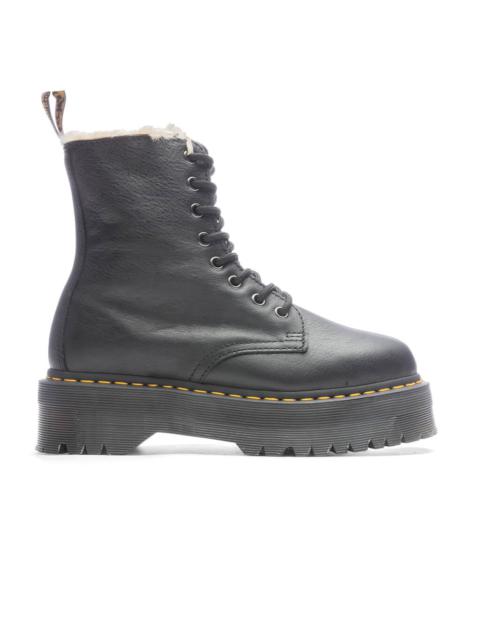 Dr. Martens JADON BOOT LEATHER FAUX FUR LINED PLATFORMS - BLACK