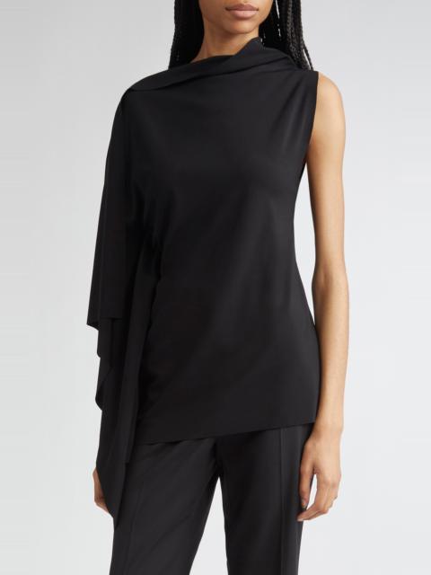 Sportmax SPORTMAX Fiorella Asymmetric Jersey Top in Black at Nordstrom