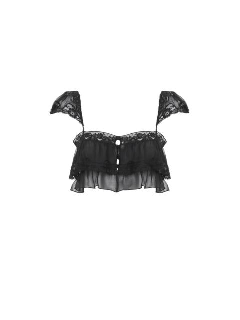 Chloé RUFFLED BRALETTE IN SILK MOUSSELINE & LACE