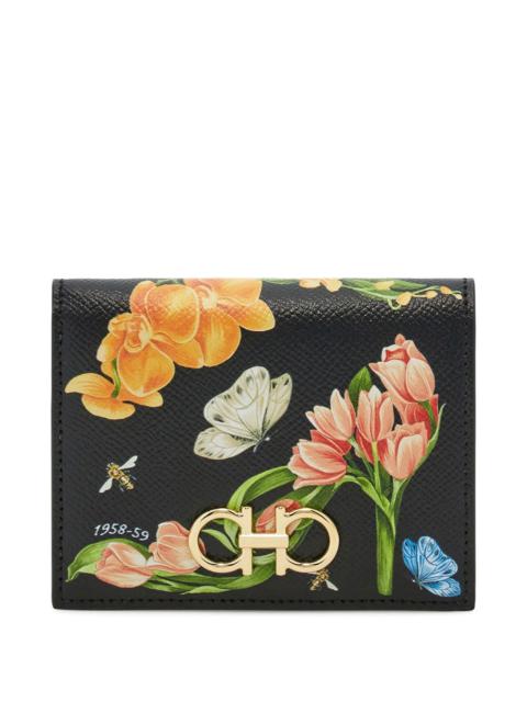 FERRAGAMO Ferragamo Women Floral Print Gancini Compact Wallet