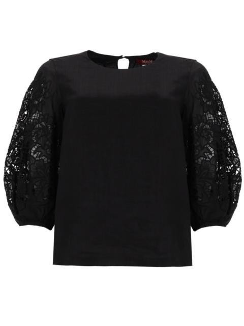 Max Mara T-SHIRT IN RAMIÉ CON MANICHE IN PIZZO