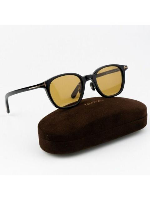 TOM FORD NEW Tom Ford FT0978-D/S Eco 01E Shiny Black Light Brown Square Unisex Sunglasses