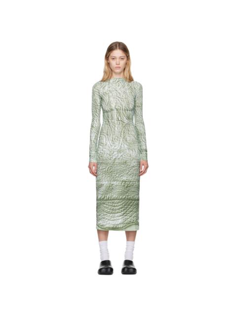 MM6 Maison Margiela Green Printed Midi Dress