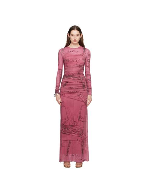 Blumarine Pink Crewneck Maxi Dress