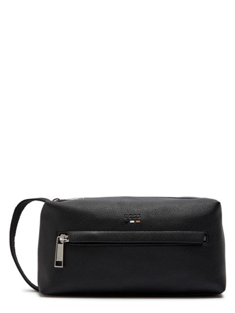 BOSS Boss Ray Logo Grained Leather Wash bag