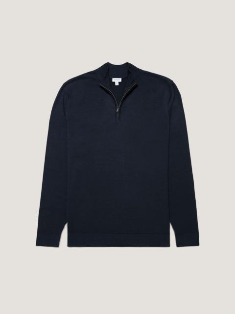 Sunspel Extra‑Fine Merino Zip Neck