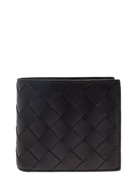 Bottega Veneta Bottega Veneta Men Black Bi-Fold Wallet With Intreccio Motif In Leather Man