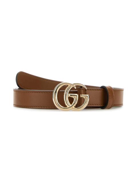 GUCCI Brown Leather Gg Belt