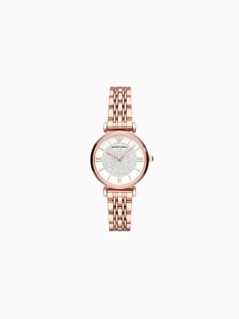 EMPORIO ARMANI WOMEN'S TWO-HAND ROSE GOLD-TONE STAINLESS STEEL WATCH
