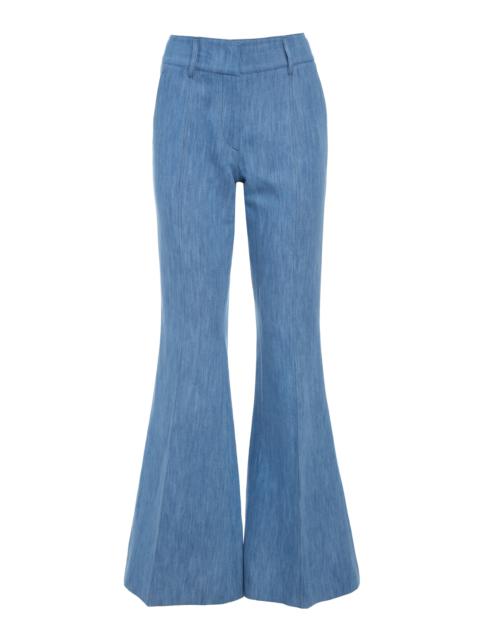 GABRIELA HEARST Rhein Flare Pant in Medium Blue Recycled Cotton Linen Denim