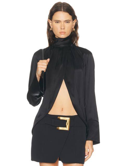 Balmain Draped Silk Blouse