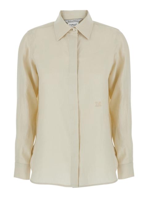 Max Mara Max Mara Women Beige Long-Sleeved Shirt With Classic Collar In Linen For Women