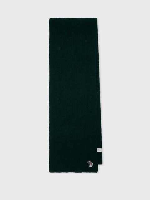 Paul Smith Dark Green 'Zebra' Lambswool Ribbed Knit Scarf