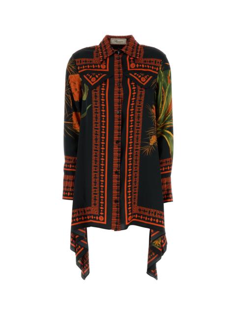 Blumarine Printed twill shirt dress
