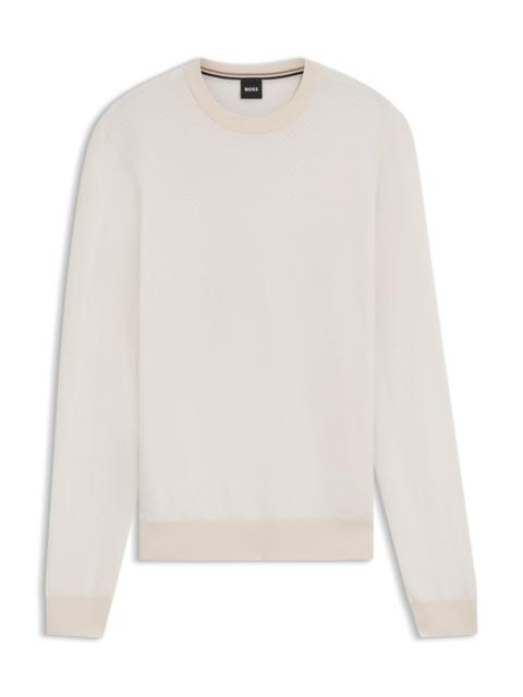 BOSS HERRINGBONE-STRUCTURED SWEATER IN VIRGIN WOOL AND COTTON