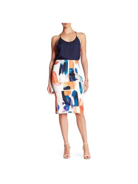 Other Designers ELLEN TRACY Abstract Print Pencil Skirt High Waist Colorful SZ 4 NWT $119