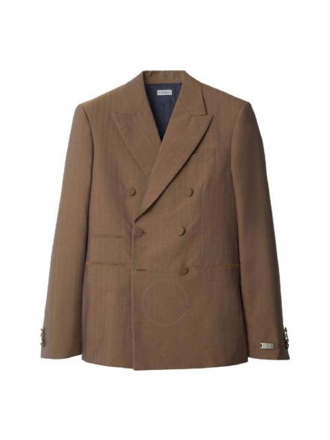 Burberry Herringbone Double-Breasted Wool Blazer