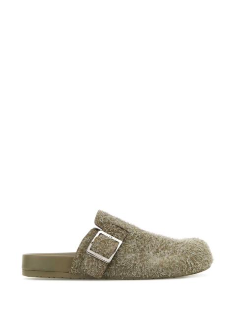 Loewe Men Khaki Suede Ease Buckle Slippers