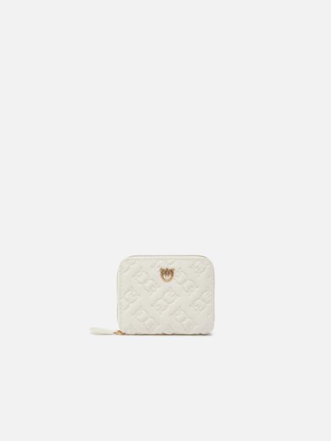 PINKO SQUARE WALLET IN MONOGRAM IMPRINTED LEATHER