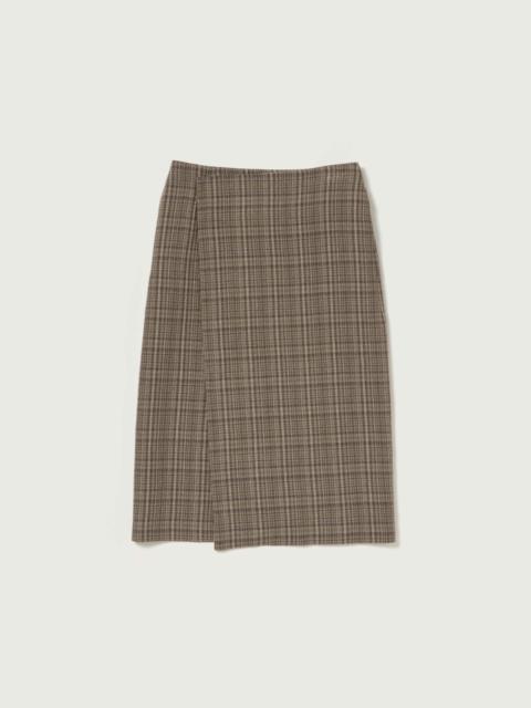 AURALEE SILK LINEN NEP CHECK WRAP SKIRT