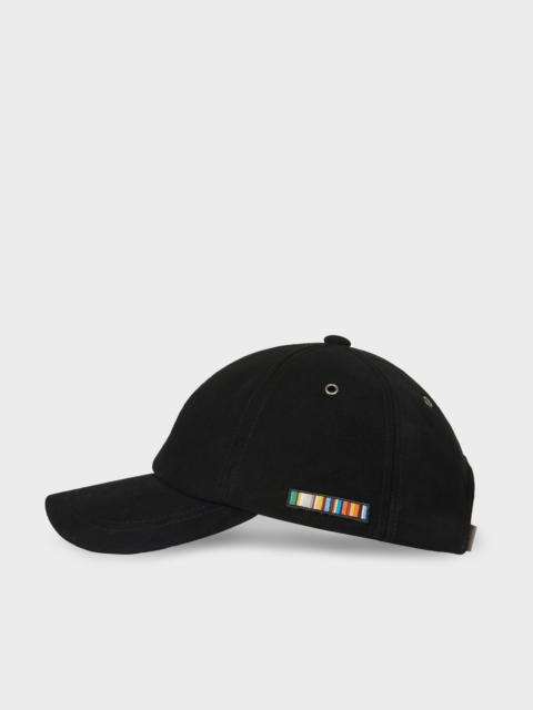 Paul Smith Black 'Signature Stripe' Trim Suede Baseball Cap
