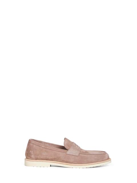 Brunello Cucinelli Brunello Cucinelli Men Light Beige Reversed Calf Leather Lightweight Penny Loafers