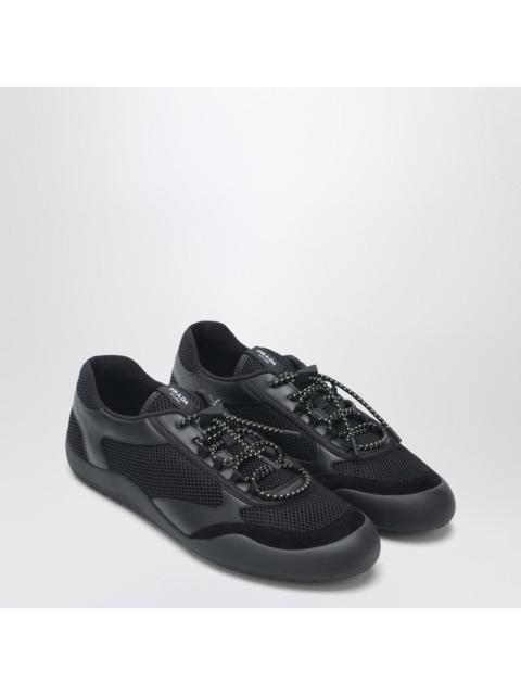 Prada Prada Black Speedrock Sneakers In Leather And Mesh Men
