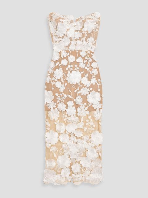 Other Designers Jasmine strapless floral-appliquéd tulle midi dress