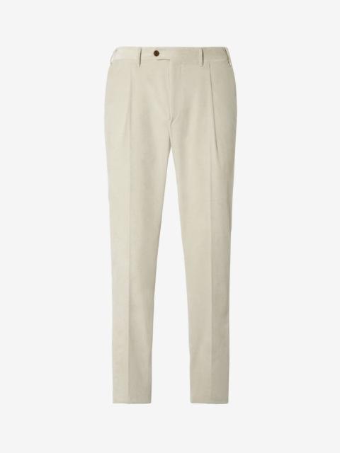 CORNELIANI White ribbed velvet 1 pleated trousers