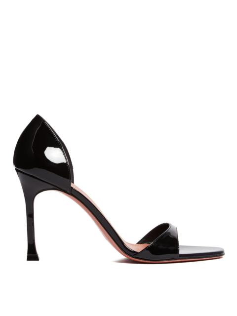 Amina Muaddi Black Patent Agnese Sandals