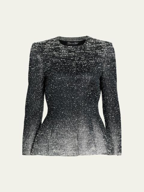 Oscar de la Renta Ombre Metallic Boucle Jacquard Single-Breasted Jacket