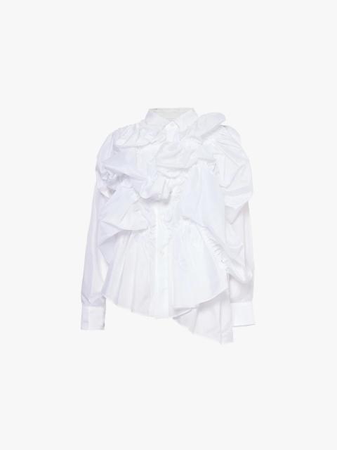 Scrunched ruched-and-elasticated-panels woven shirt