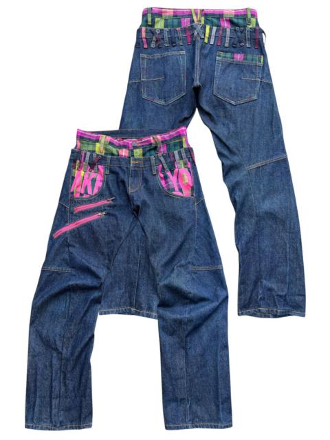 Other Designers Japanese Brand - Double Waist Pleated Multicolour Straight Denim Jeans 32x30