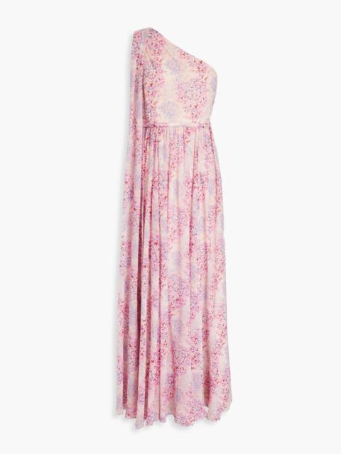 Other Designers One-shoulder floral-print chiffon maxi dress