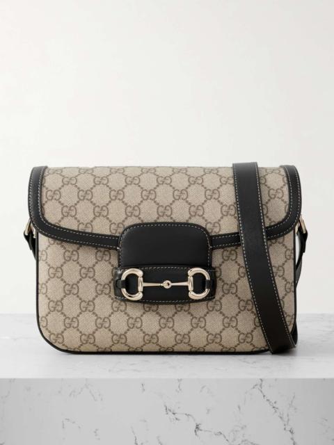 Horsebit 1955 leather-trimmed printed coated-canvas shoulder bag Brown