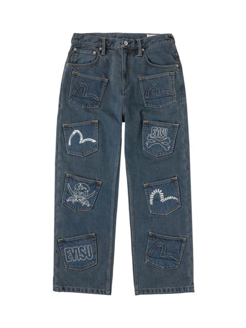 EVISU Skull Multi-Pocket Denim Jeans