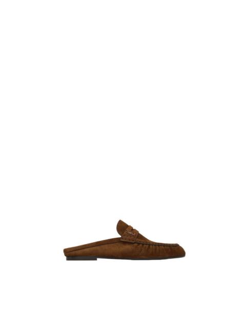 SAINT LAURENT SAINT LAURENT Le Loafer $1150 Dark Havana Suede Mules New &