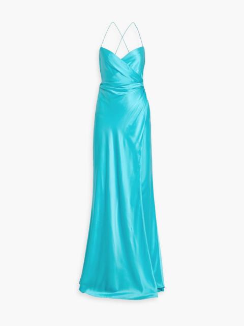 THE SEI Wrap-effect silk-satin gown
