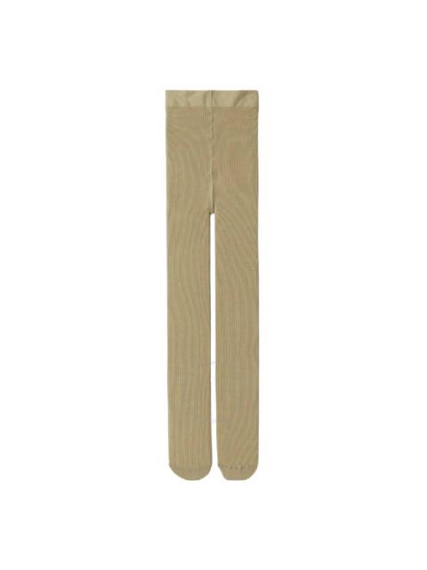 Burberry Ribbed Wool Blend Tights in Flax