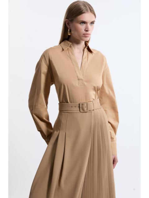 KAREN MILLEN Tailored Cotton Open Neck Shirt