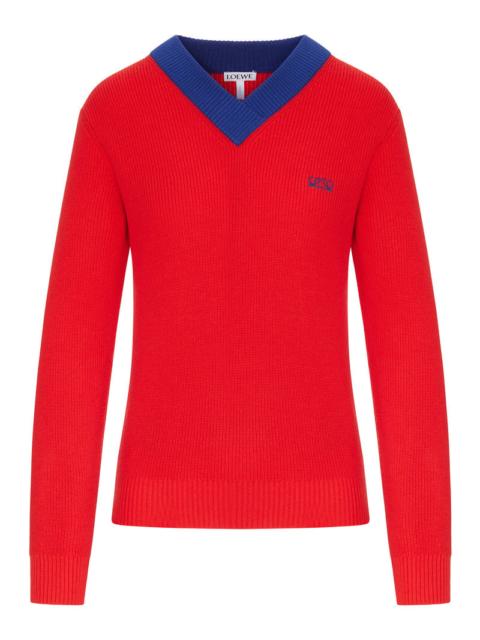Loewe Loewe Women Textured Cotton-Wool Blend Sweater With A Contrasting Collar