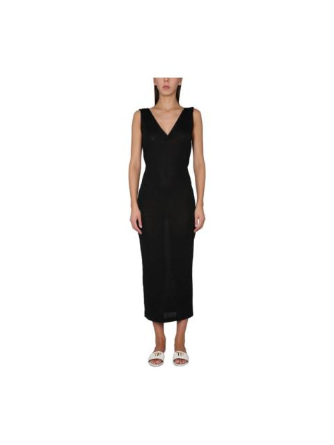 TOM FORD Sleeveless Back Crisscross Midi Dress
