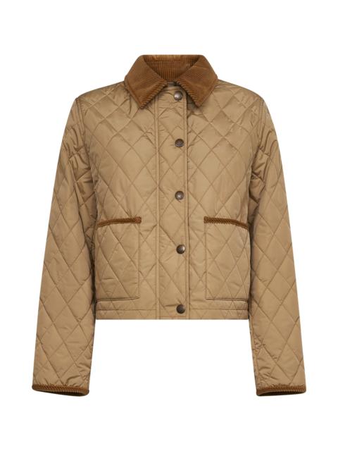 Beige quilted nylon cropped jacket