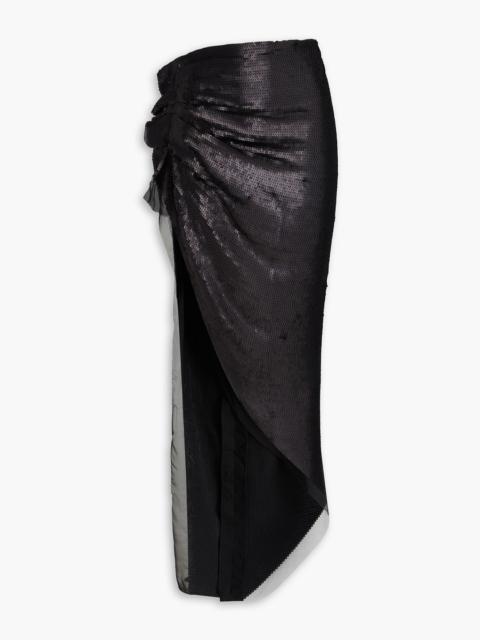 Rick Owens Ruffled sequined silk-voile maxi skirt