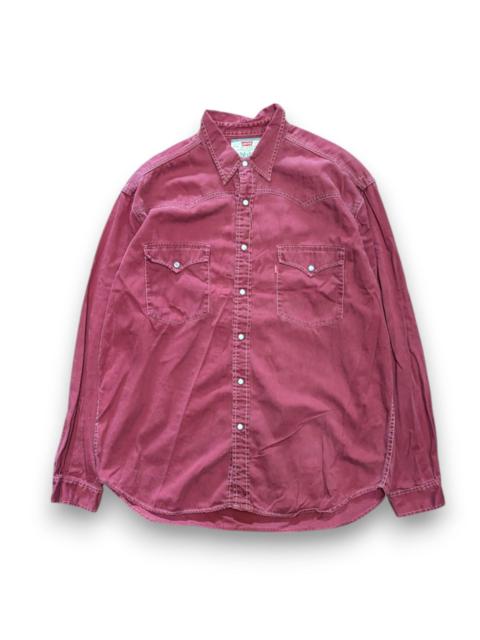 Levis Vintage 90s Stonewash Collared Button Shirt Red Cotton