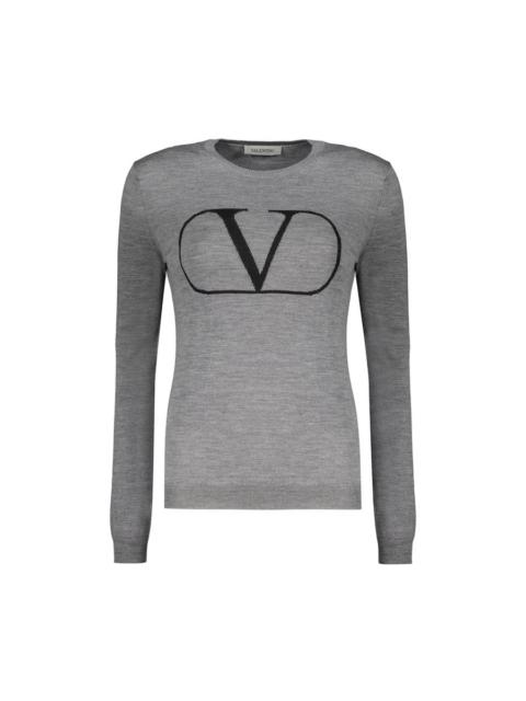 Valentino Valentino Womens Grey Wool Logo Sweater