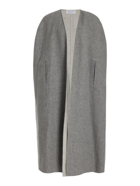 GABRIELA HEARST Lindlow Cape in Light Grey Cashmere Linen