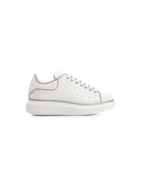 White Oversized Sneakers With Silver Piping