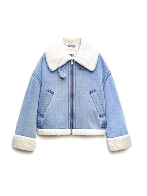 Other Designers Zara Faux Shearling Denim Biker Jacket 3548/250