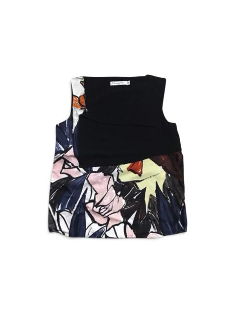 Dior Christian Dior By Raf Simons Silk Wool Graffiti Lady Top